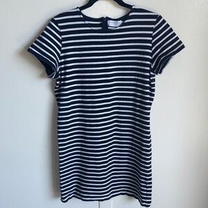 Everlane Navy and White Striped T-Shirt Dress, Short Sleeves, 100% Cotton, Large